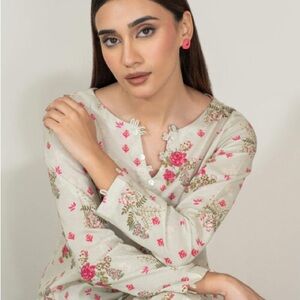 Limelight Cream Floral Kurta
